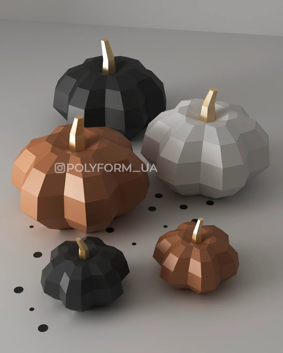 Modèle PDF Pumpkin Low Poly Halloween Papercraft - Fold & Craft -