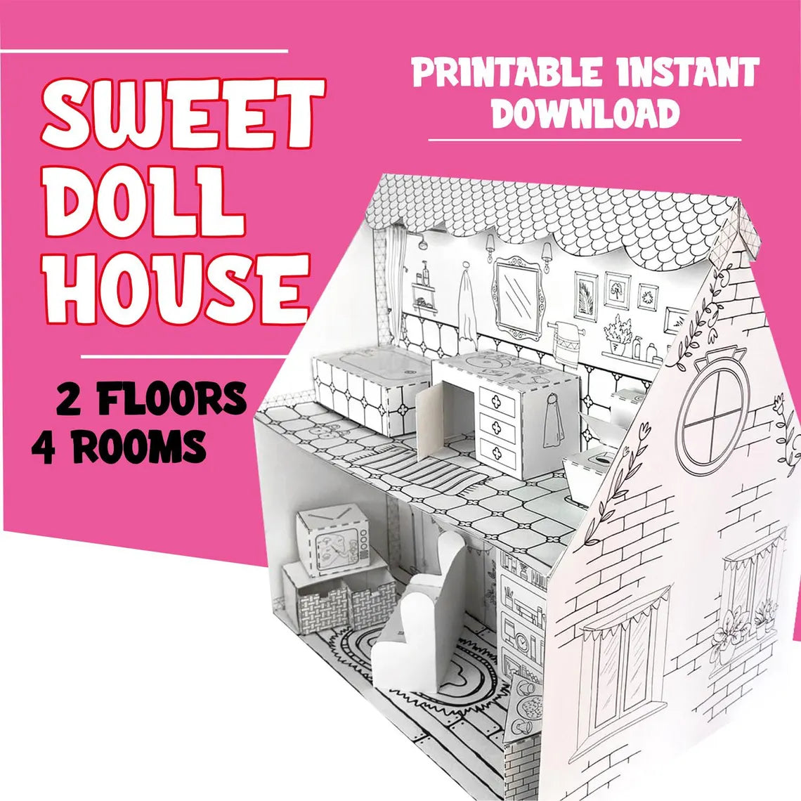 Maison de poupée en papier de luxe imprimable - Fold & Craft -