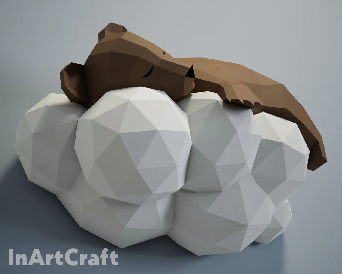 PDF Papercraft Ours sur un nuage - Fold & Craft -