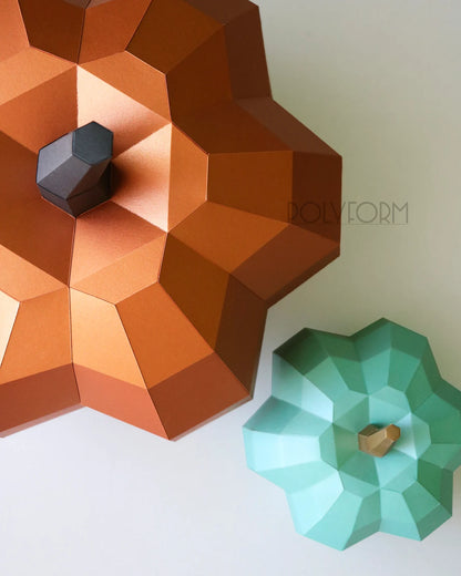 Modèle PDF Pumpkin Low Poly Halloween Papercraft - Fold & Craft -