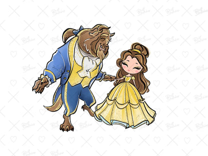 La Belle et la Bête Clipart -Fold & Craft -