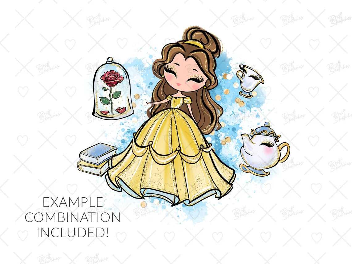La Belle et la Bête Clipart -Fold & Craft -