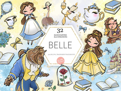 La Belle et la Bête Clipart -Fold & Craft -