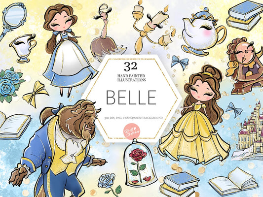 La Belle et la Bête Clipart -Fold & Craft -