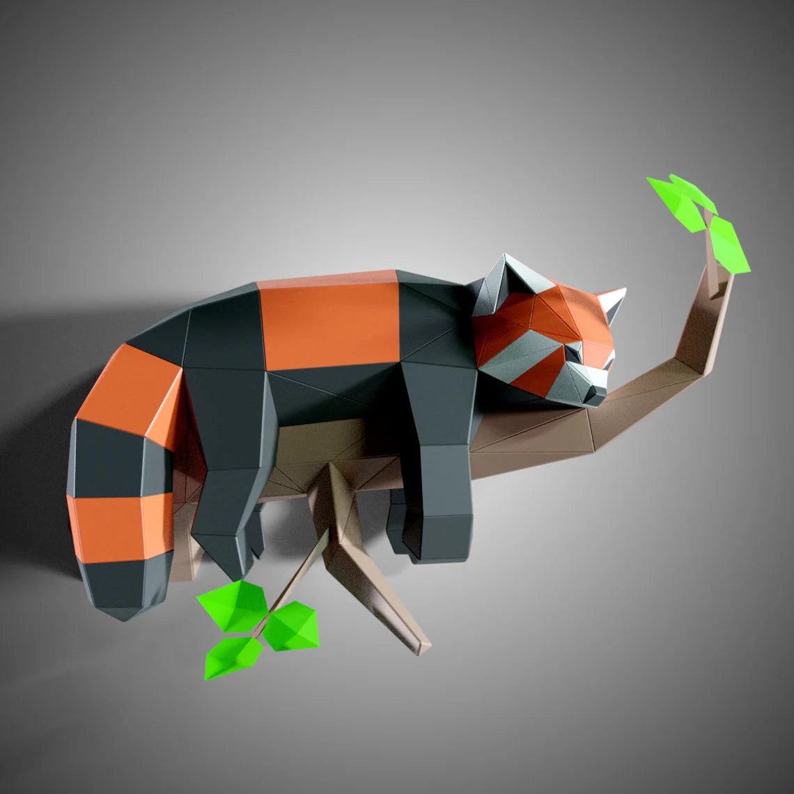Sculpture en papier panda roux paresseux dans un arbre -Fold & Craft -