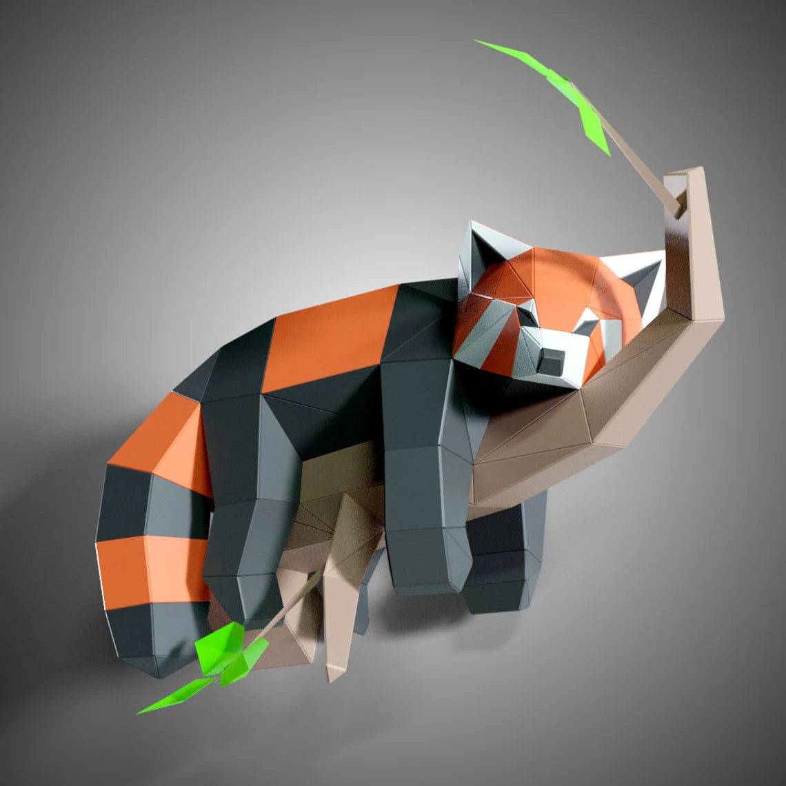 Sculpture en papier panda roux paresseux dans un arbre -Fold & Craft -