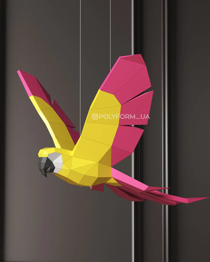 PERROQUET 1 Low Poly Oiseau Papercraft PDF  - Fold & Craft -