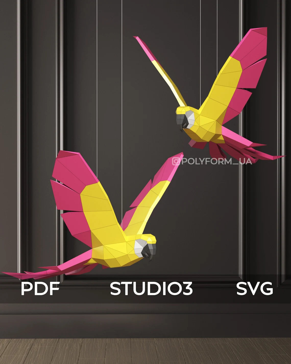 PERROQUET 1 Low Poly Oiseau Papercraft PDF  - Fold & Craft -