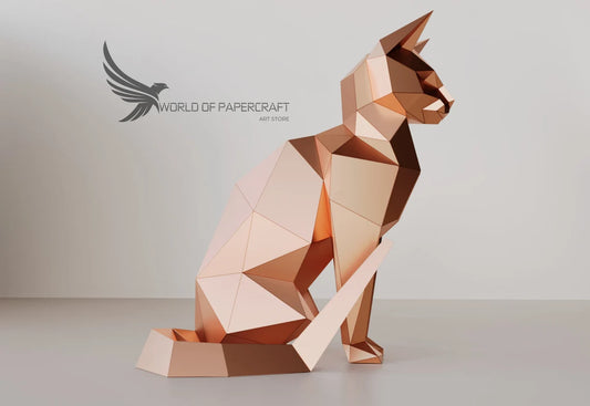 Papercraft Cat Low Poly Cat PDF Modèle de chat - Fold & Craft -