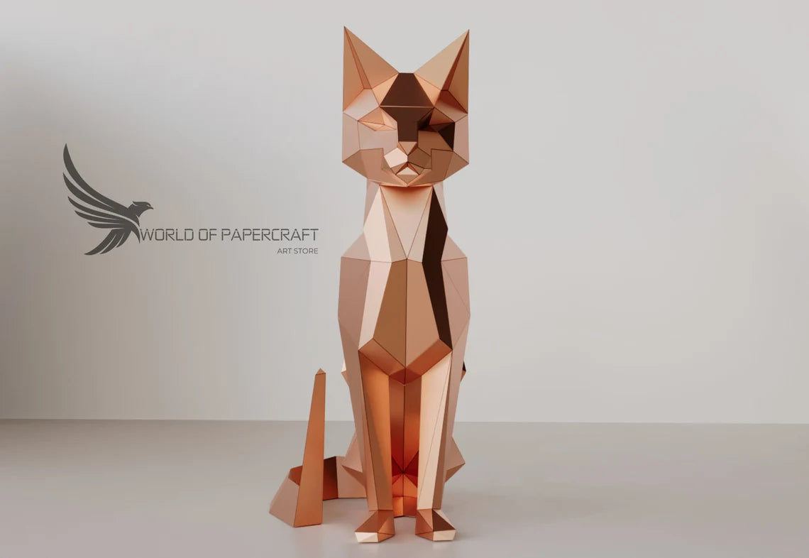 Papercraft Cat Low Poly Cat PDF Modèle de chat - Fold & Craft -