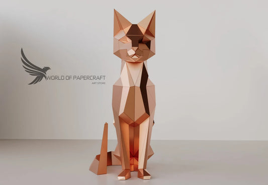Papercraft Cat Low Poly Cat PDF Modèle de chat - Fold & Craft -