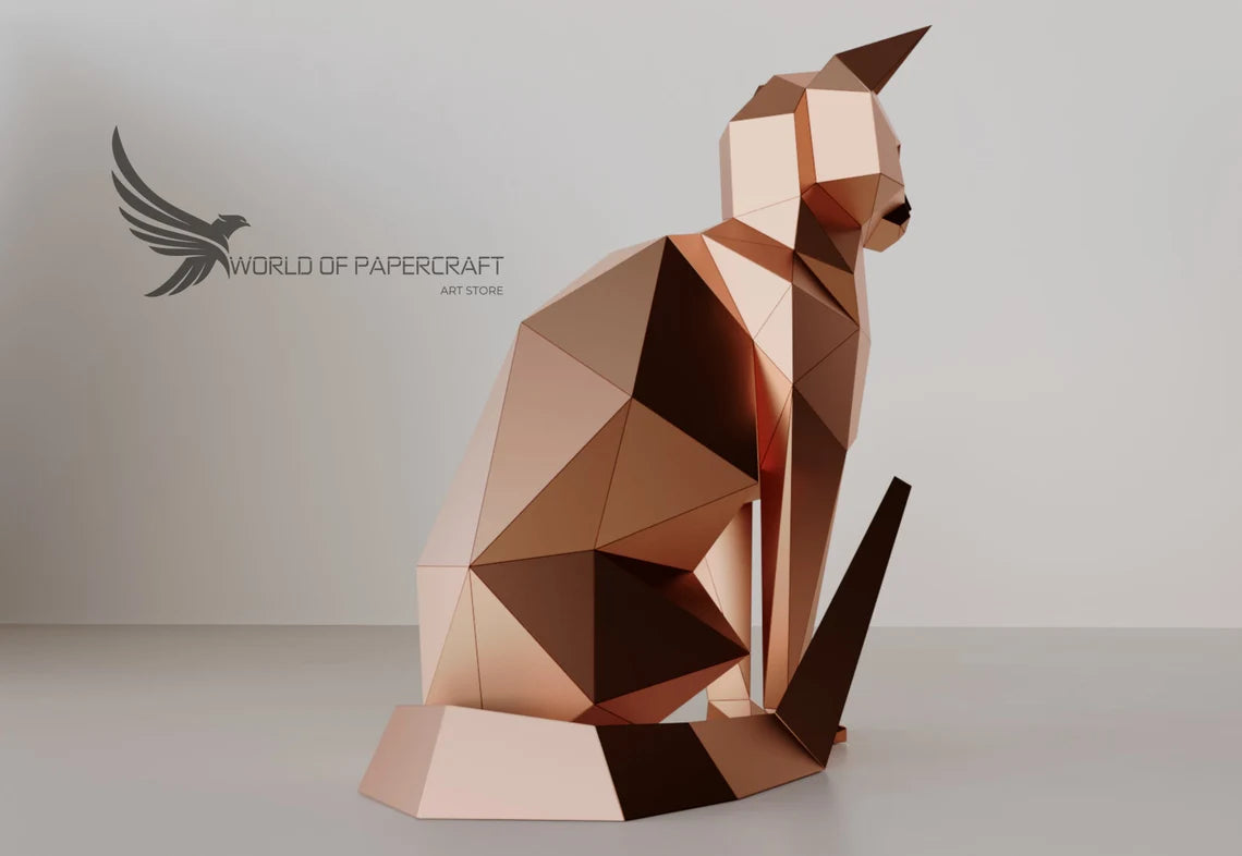 Papercraft Cat Low Poly Cat PDF Modèle de chat - Fold & Craft -