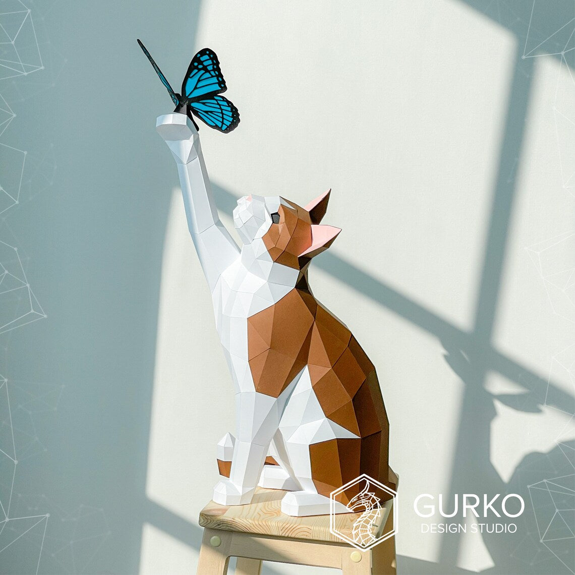 Papercraft chat avec papillon -Fold & Craft -