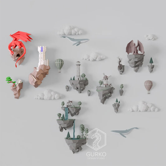 L'île volante en papercraft - Fold & Craft -