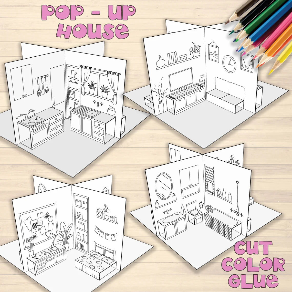 Modèle de maison en papier pop-up - Fold & Craft