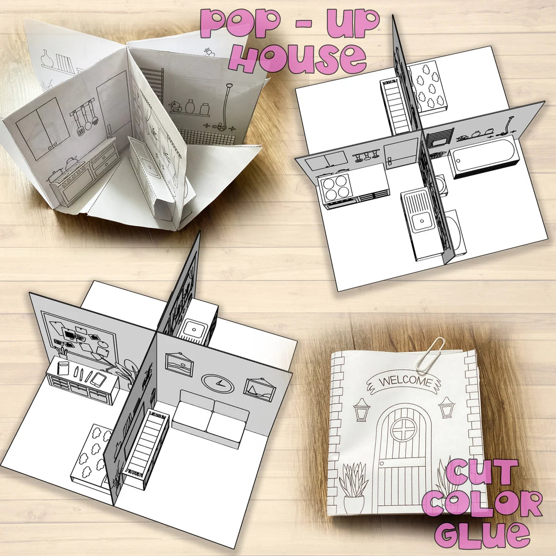 Modèle de maison en papier pop-up - Fold & Craft