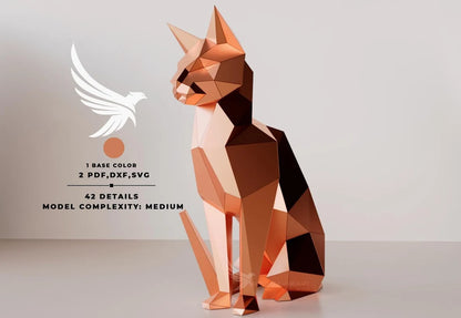 Papercraft Cat Low Poly Cat PDF Modèle de chat - Fold & Craft -