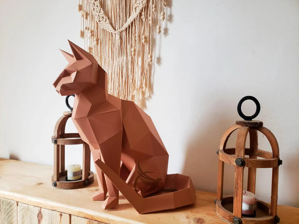 Papercraft Cat Low Poly Cat PDF Modèle de chat - Fold & Craft -