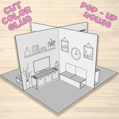 Modèle de maison en papier pop-up - Fold & Craft