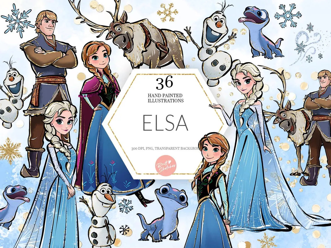 Clipart Elsa, princesse PNG, la reine des neiges -Fold & Craft -