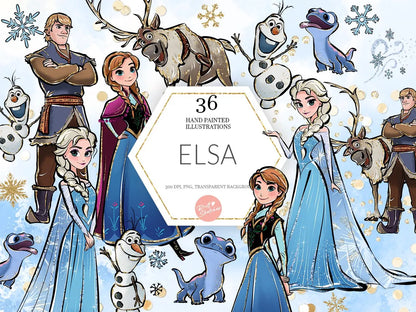 Clipart Elsa, princesse PNG, la reine des neiges -Fold & Craft -