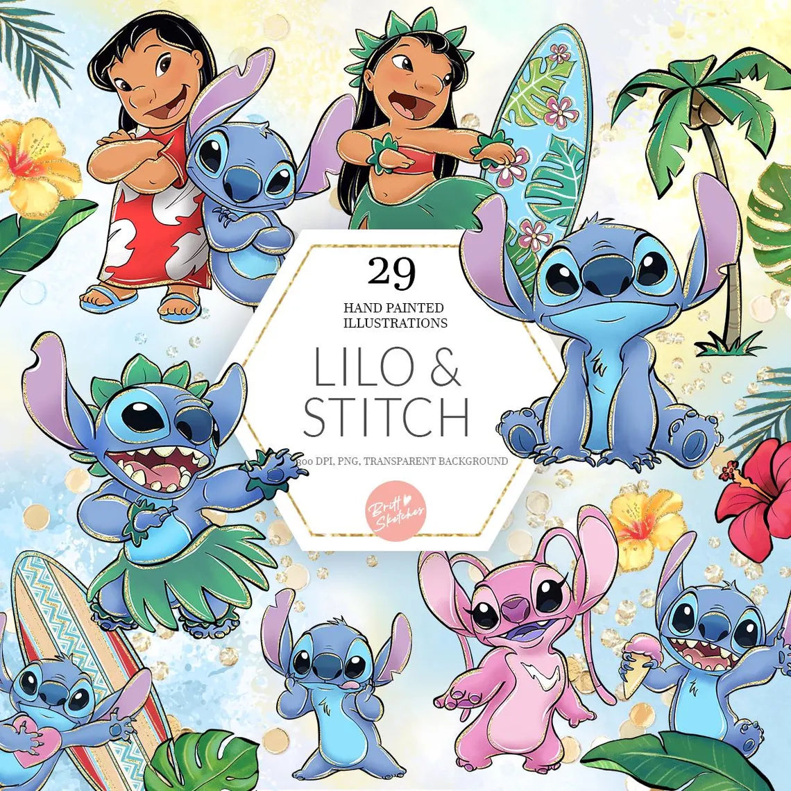 Ensemble de cliparts Lilo et Stitch -Fold & Craft -