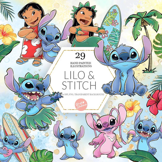 Ensemble de cliparts Lilo et Stitch -Fold & Craft -