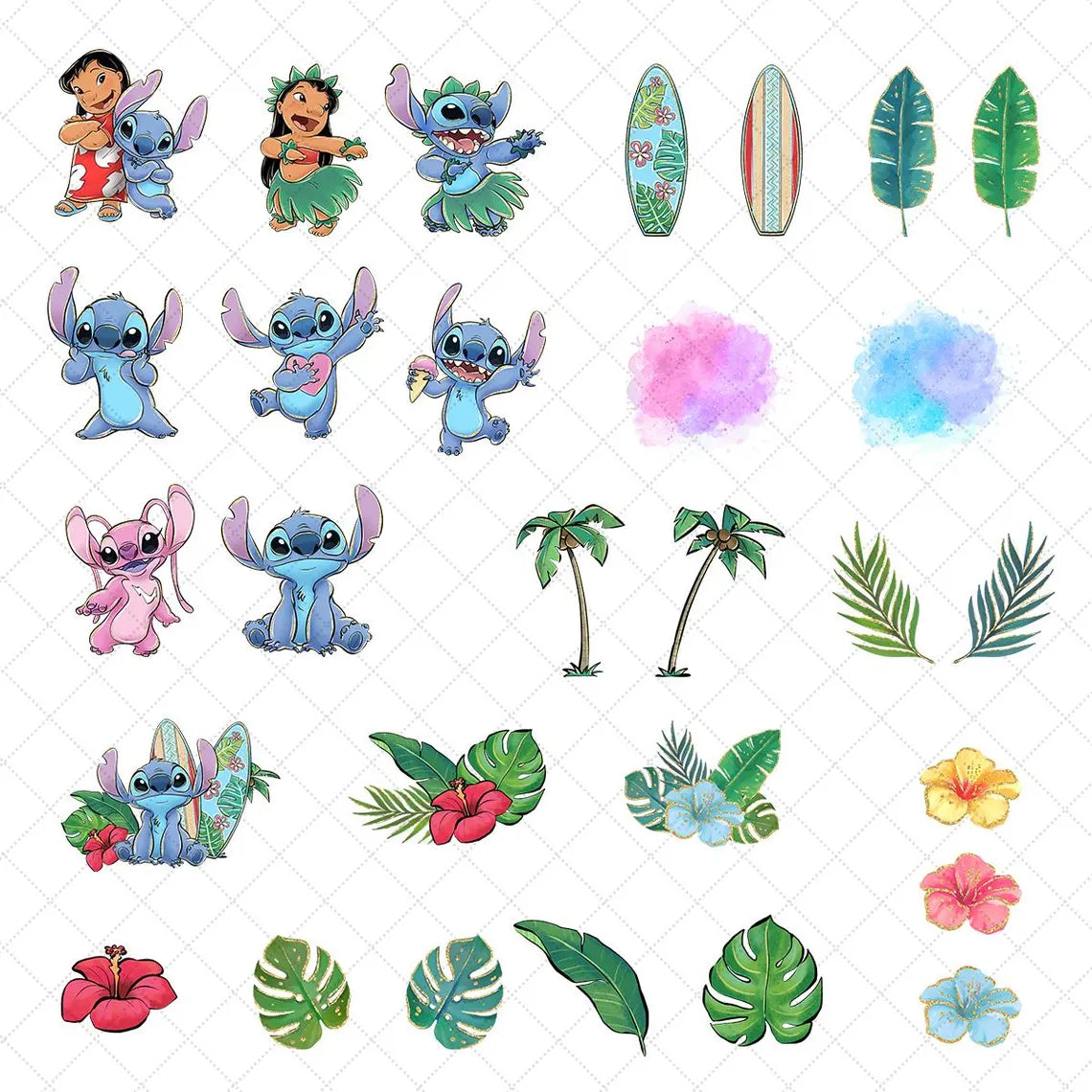 Ensemble de cliparts Lilo et Stitch -Fold & Craft -