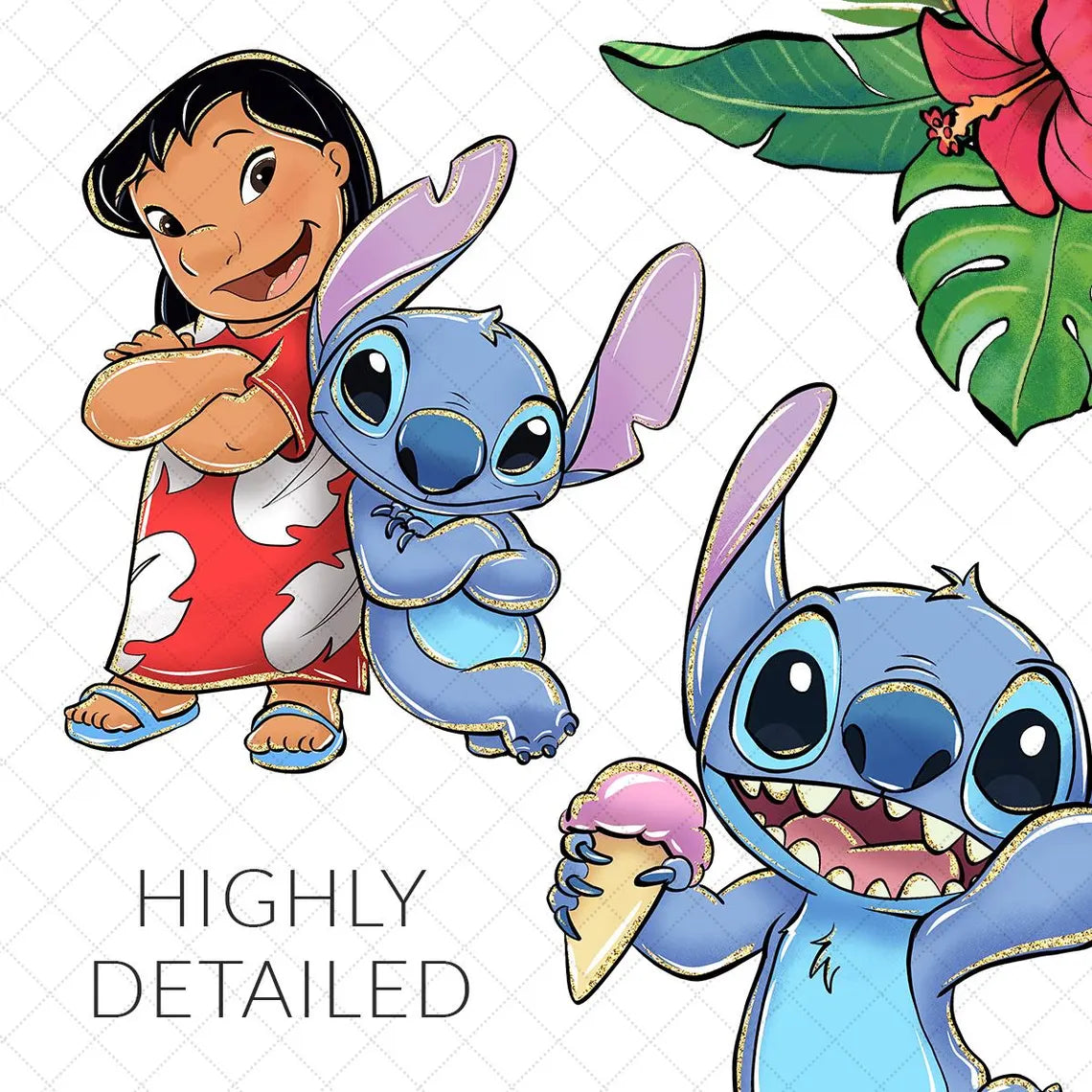 Ensemble de cliparts Lilo et Stitch -Fold & Craft -