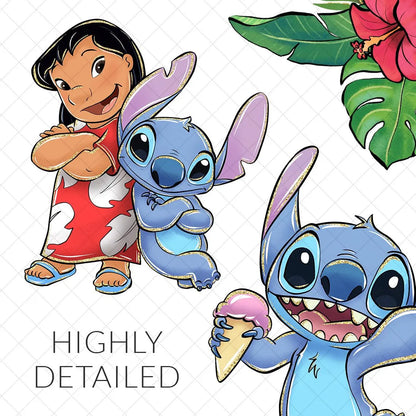 Ensemble de cliparts Lilo et Stitch -Fold & Craft -