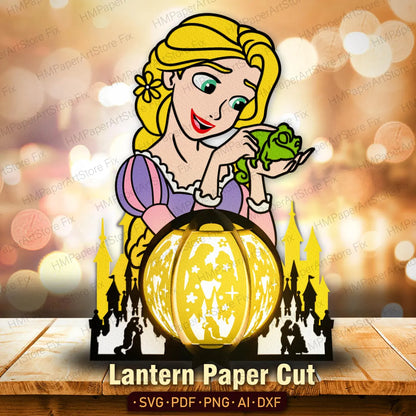 Bundle princesse lanterne papier découpé fichier  - Fold & Craft -