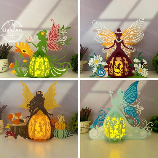 Pack 4 saisons lanterne de fée SVG - Fold & Craft -