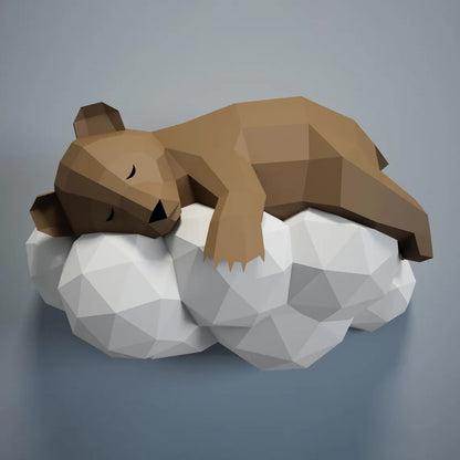PDF Papercraft Ours sur un nuage - Fold & Craft -