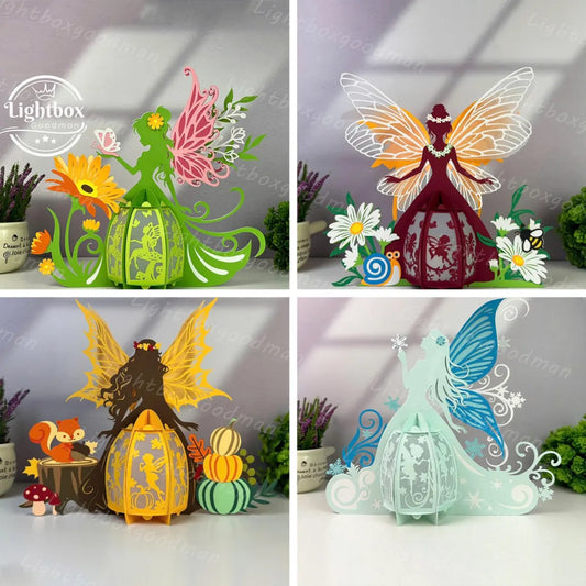 Pack 4 saisons lanterne de fée SVG - Fold & Craft -