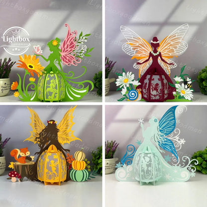 Pack 4 saisons lanterne de fée SVG - Fold & Craft -