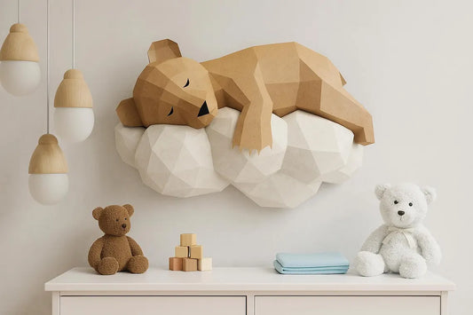 PDF Papercraft Ours sur un nuage - Fold & Craft -