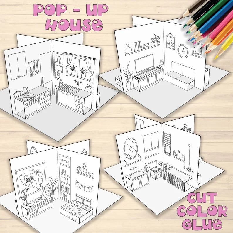 Modèle de maison en papier pop-up - Fold & Craft