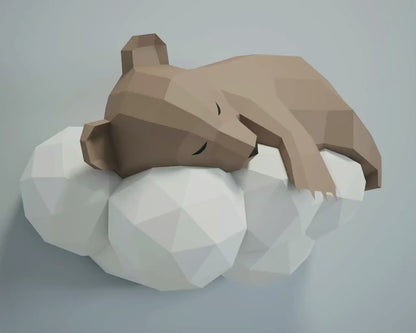 PDF Papercraft Ours sur un nuage - Fold & Craft -