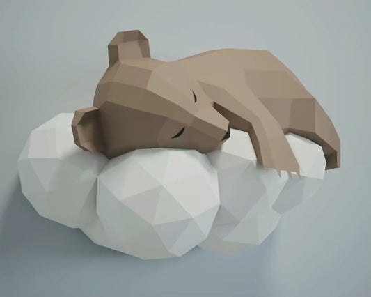 PDF Papercraft Ours sur un nuage - Fold & Craft -